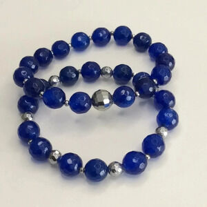 Unisex Blue & Silver Bracelets (set of 2)